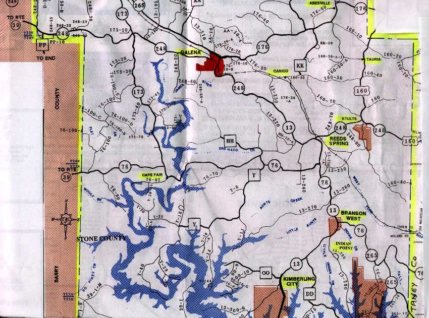 Central Stone County Missouri Map